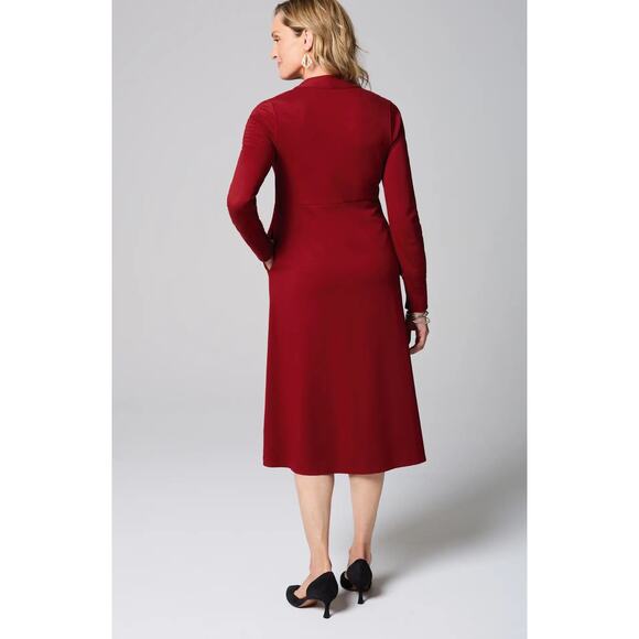 J Jill Size Medium Wearever Double-Face Jersey Dress in Crimson Red Quiet Luxury - Picture 3 of 12
